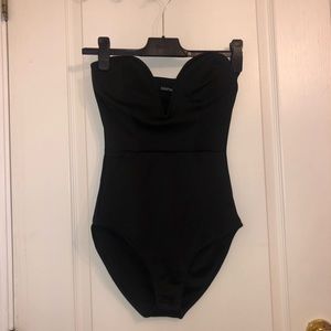 Boohoo Black Bustier Bodysuit